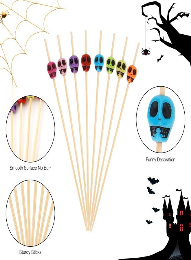 Bluckincle 100 Pcs Skull Cocktail Picks,Skull Toothpicks,4.7 Inch Cocktail Toothpicks,Halloween Party Supplies for Drink Decorations,Cupcake Picks for Birthday,Colorful Sandwich Skewers Sticks - Image 3